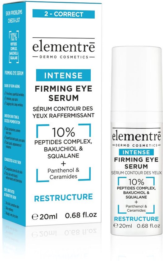 Elementre Dermo Cosmetics 10% Peptides, Bakuchiol, Squalane Firming Eye Serum 20ml