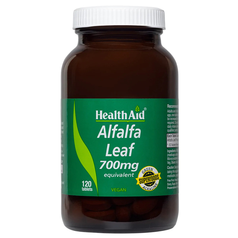 HealthAid Alfalfa Leaf 700 mg (Medicago sativa Leaf Powder) Tablets N120