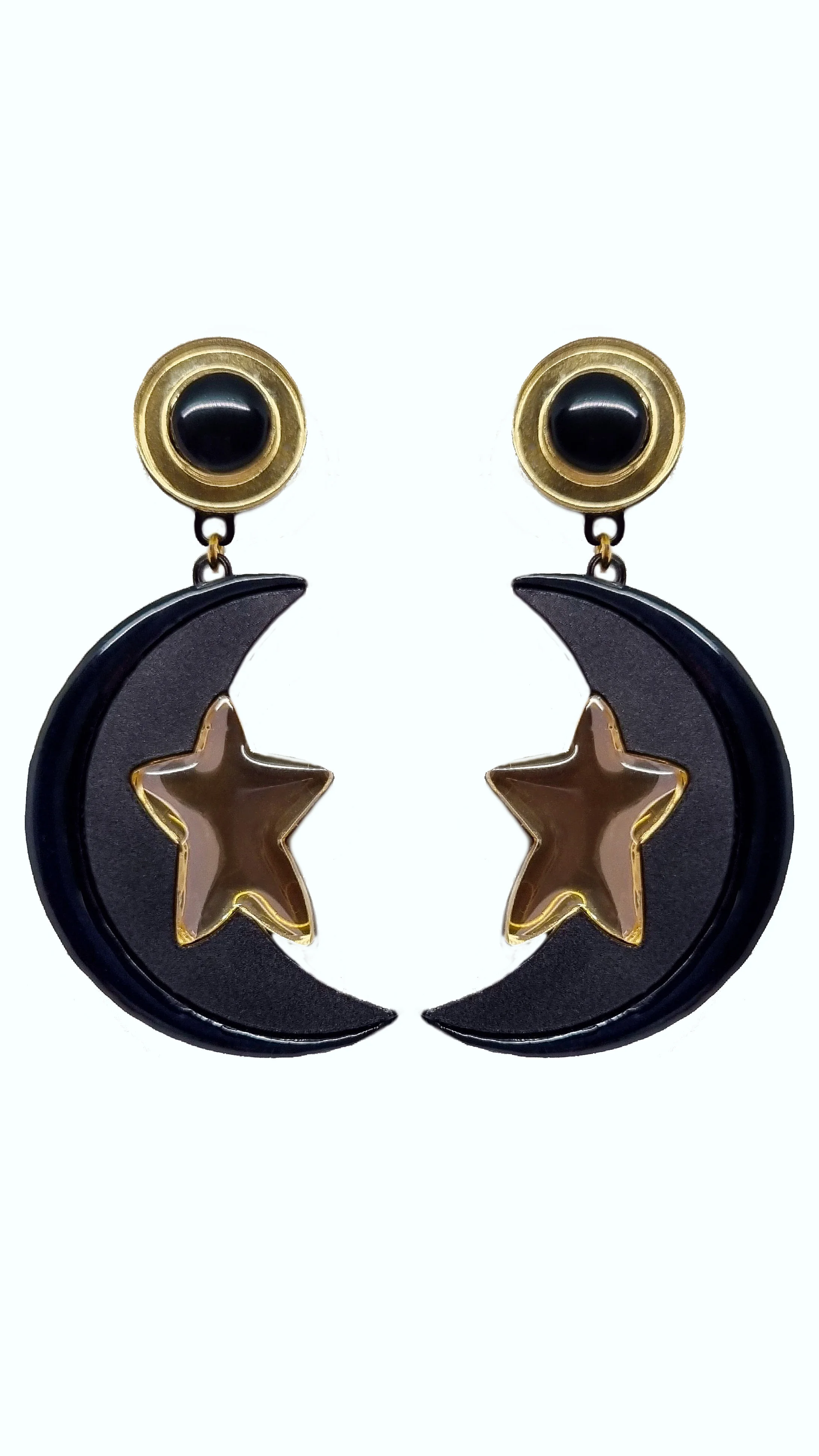 Canelle Jewelry Exclusive Designer Handmade Earrings Moon Black