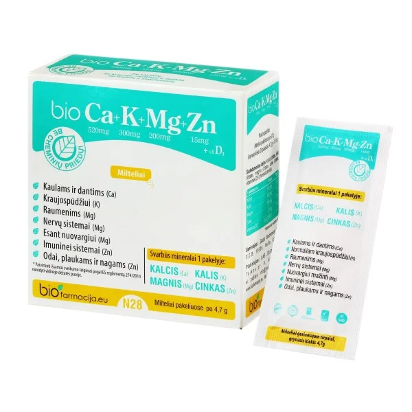 BIOfarmacija Bio Ca+K+Mg+Zn+Vit D3 Powder 4.7g*28 pcs