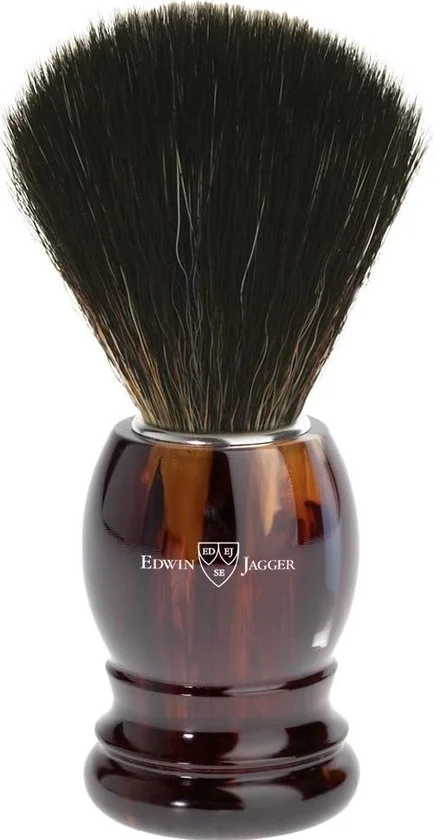 Edwin Jagger Tortoise Black Synthetic Shave Brush