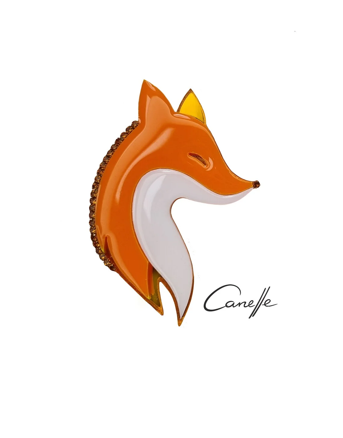 Canelle Jewelry Exclusive Designer Handmade Brooch Fox Orange