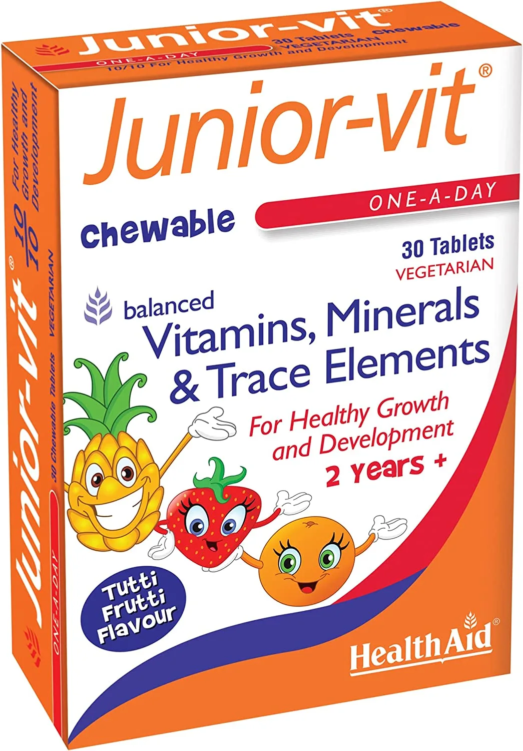 HealthAid Junior-Vit Chewable Vitamins, Minerals and Trace Elements 2+ Chewable 30tab