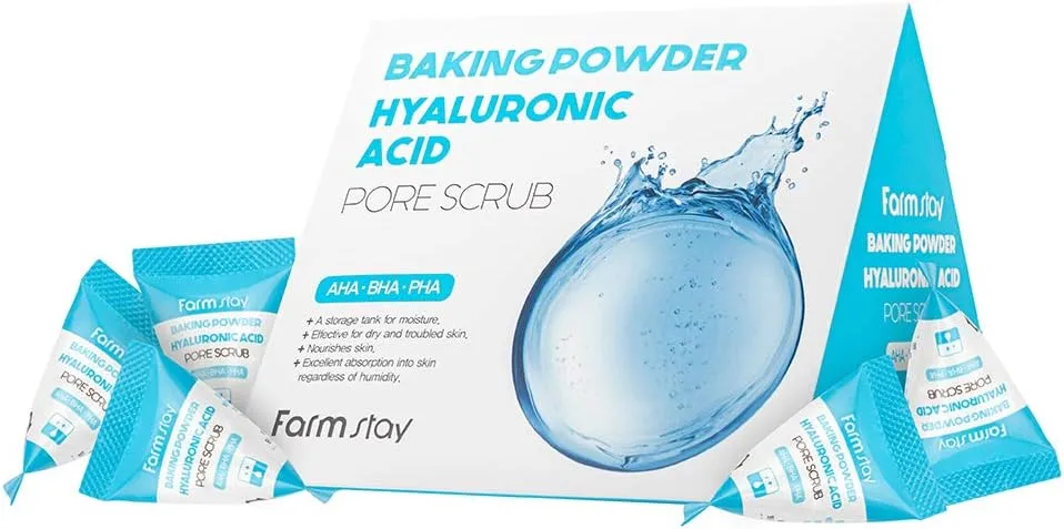 FarmStay Baking Powder Hyaluronic Acid Pore Scrub AHA BHA PHA 25 x7g