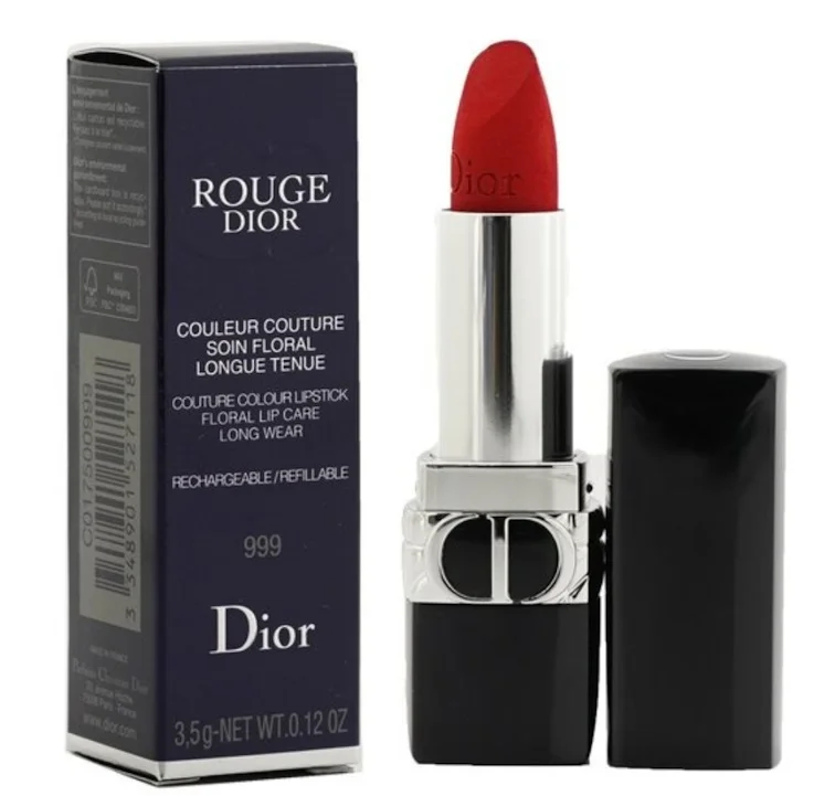 Dior Rouge Couture Colour Lipstick, Floral Lip Care Long Wear N° 999 Satin 3.5ml