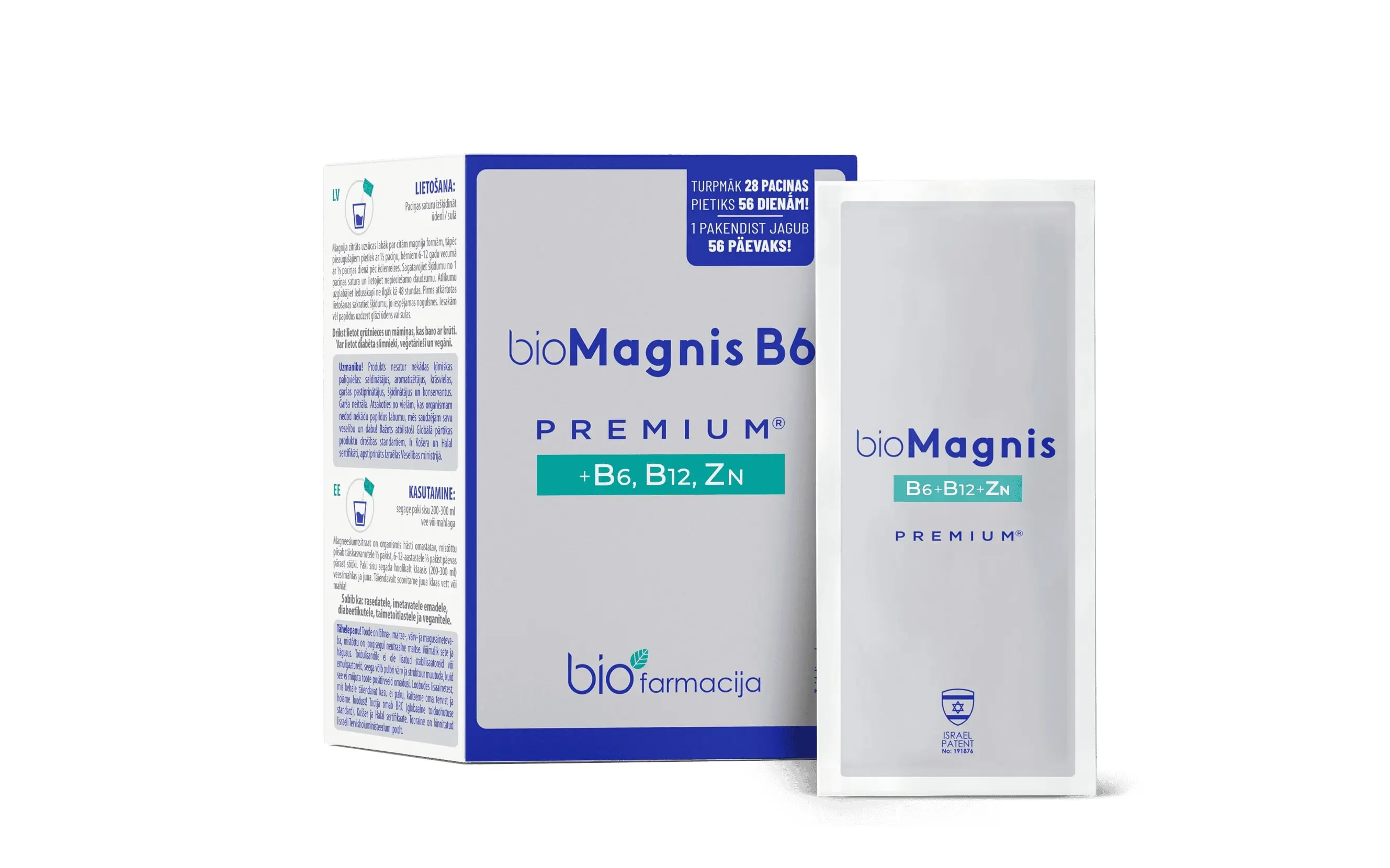 BIOfarmacija bioMagnis B6® premium + B6, B12 and zinc, N28