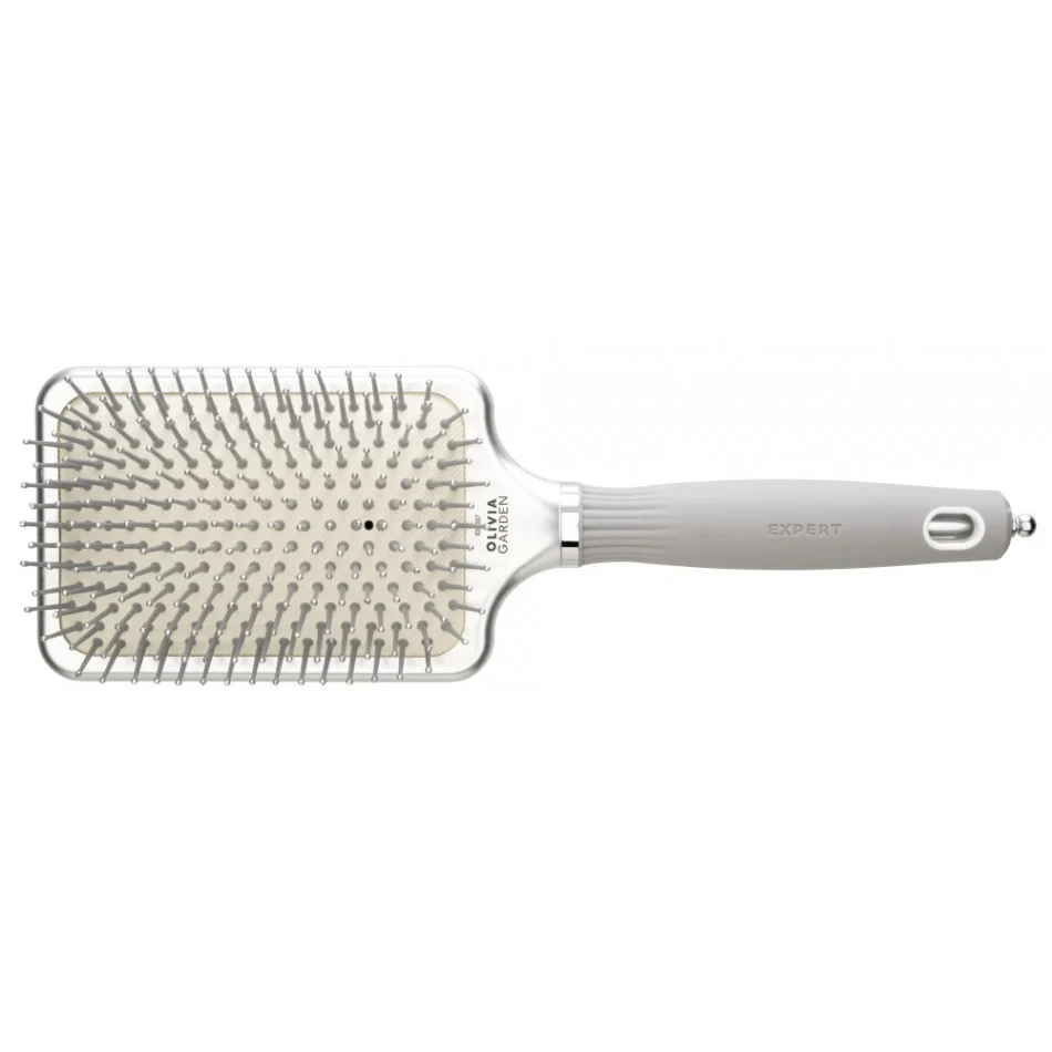 Olivia Garden Expert Care Rectangular Nylon Large Silver hairbrush