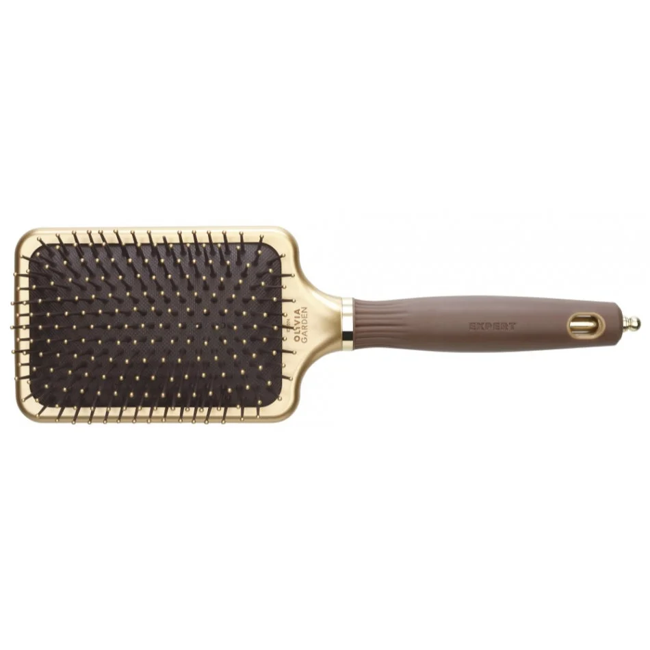 Olivia Garden Expert Care Rectangular Nylon Large Gold hairbrush