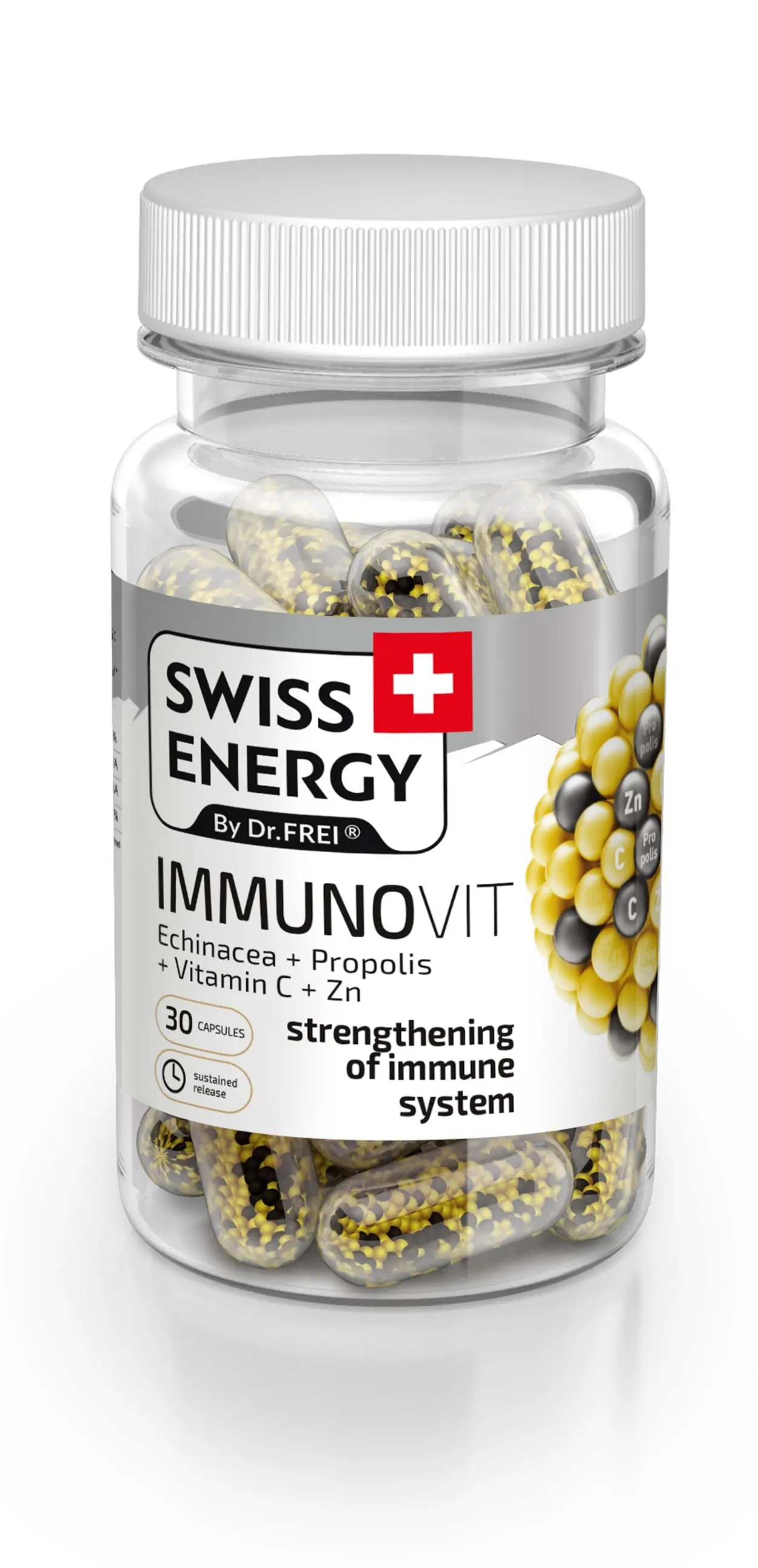 Swiss Energy Immunovit Echinacea + Propolis + Vitamin C + Zn 30caps.