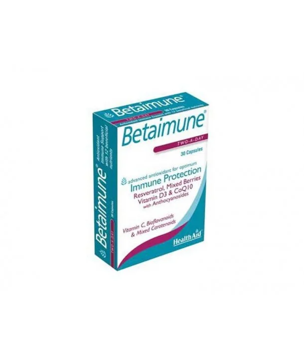 HealthAid Betaimune (Resveratrol, Vitamins C, D3 & CoQ10 with Anthocyanins, etc.) Capsules N30
