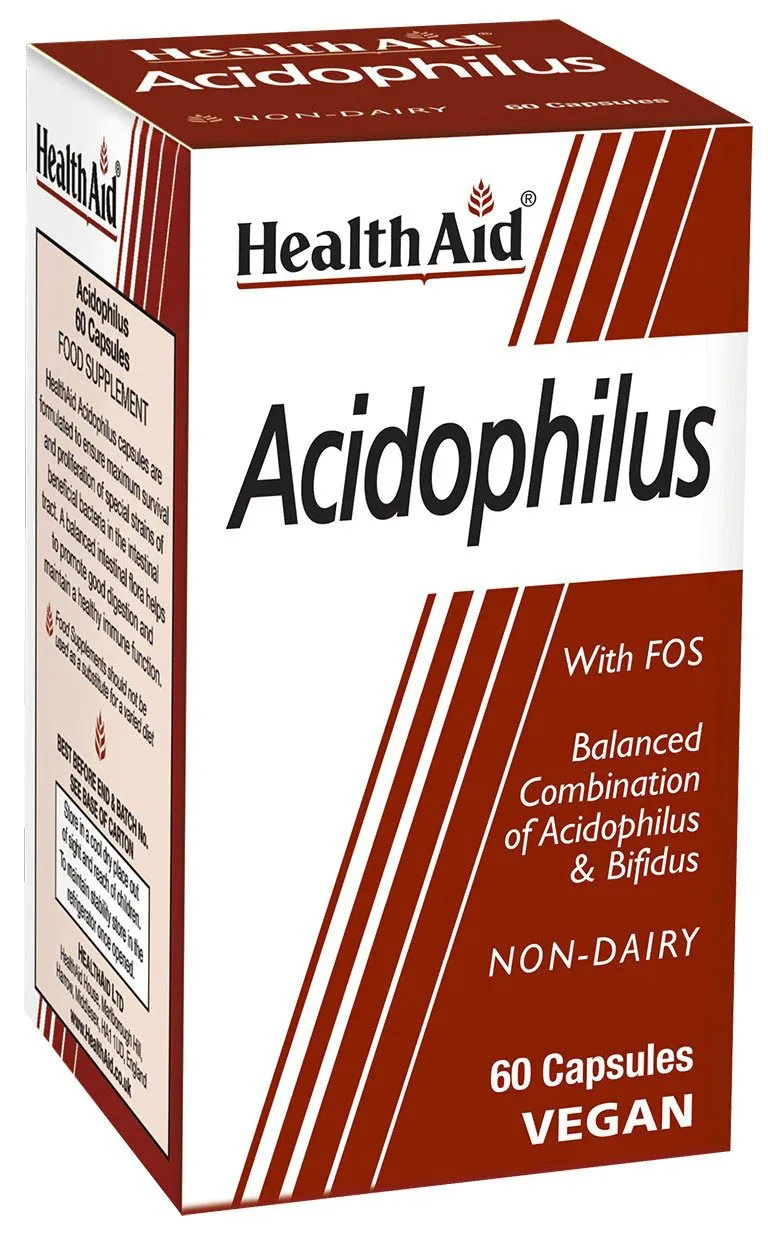 HealthAid Acidophilus (100 million + FOS) Capsules N60