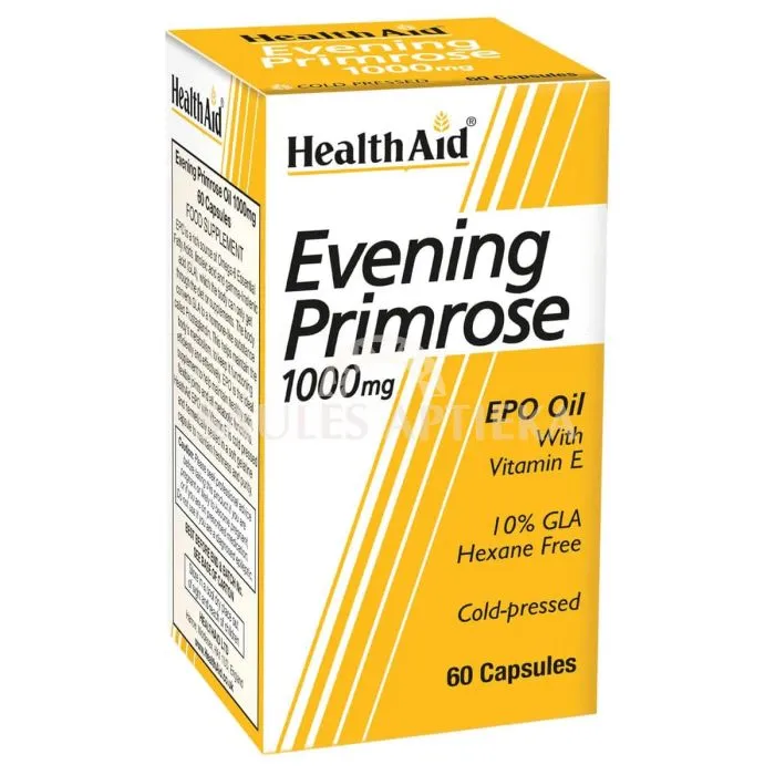 HealthAid Evening Primrose Oil 1000 mg with Vitamin E – Vegan Capsules N60