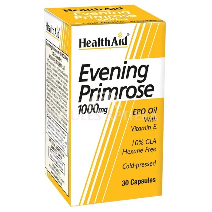 HealthAid Evening Primrose Oil 1000 mg + Vitamin E  Vegan Capsules N30