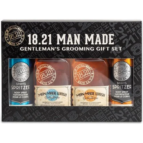 Man Made 18.21 Mens Hair And Body Care Set BHB Gift Set Absolute Mahogany & Noble Oud